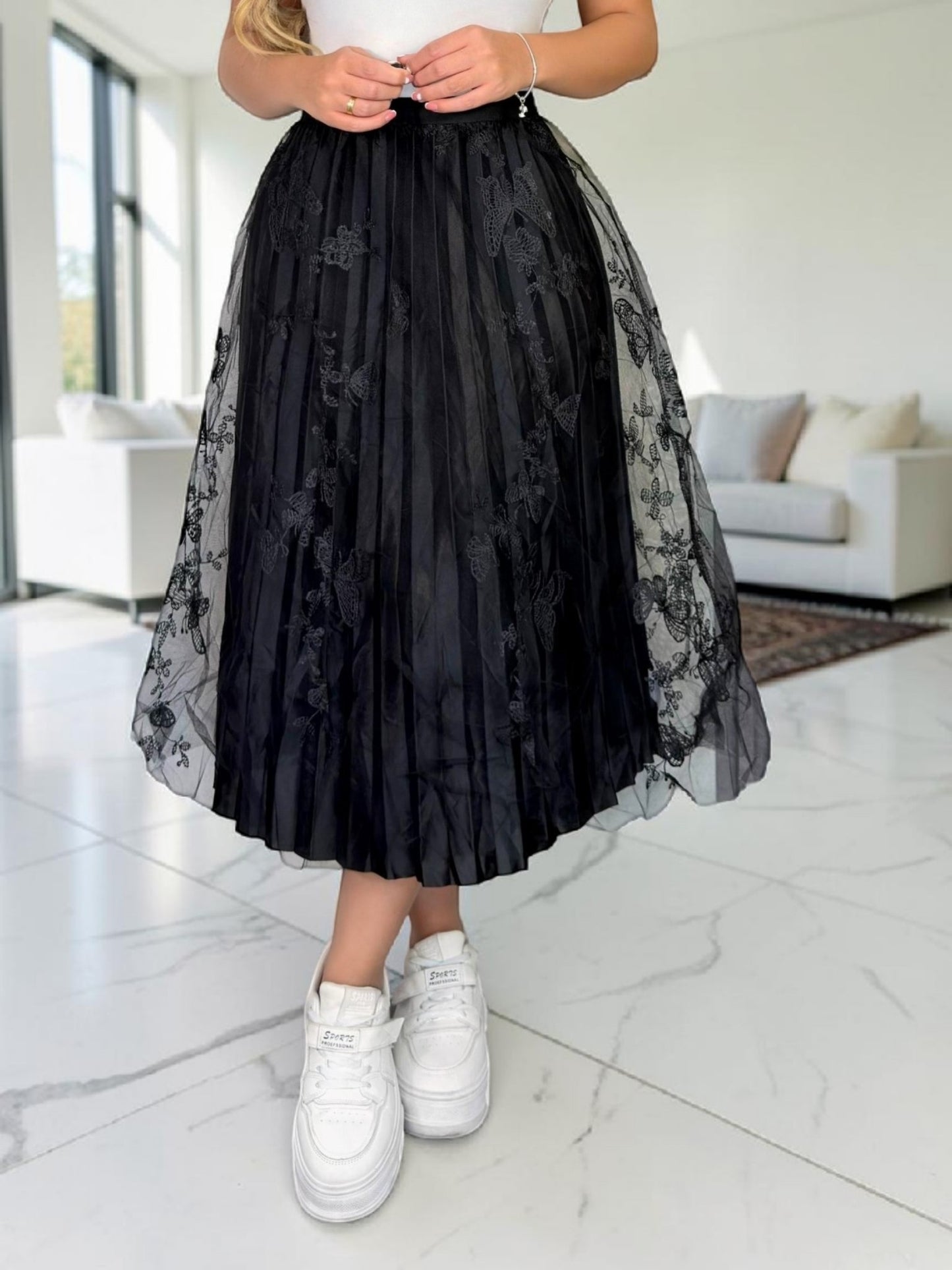 FALDA PLIZADA EN TUL PREMIUM